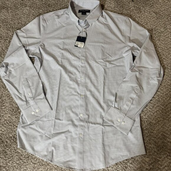 Mizzen+Main Shirt Mens XL Tall White Leeward Trim Fit LS Micro Print 1WS-1188 - Picture 1 of 9